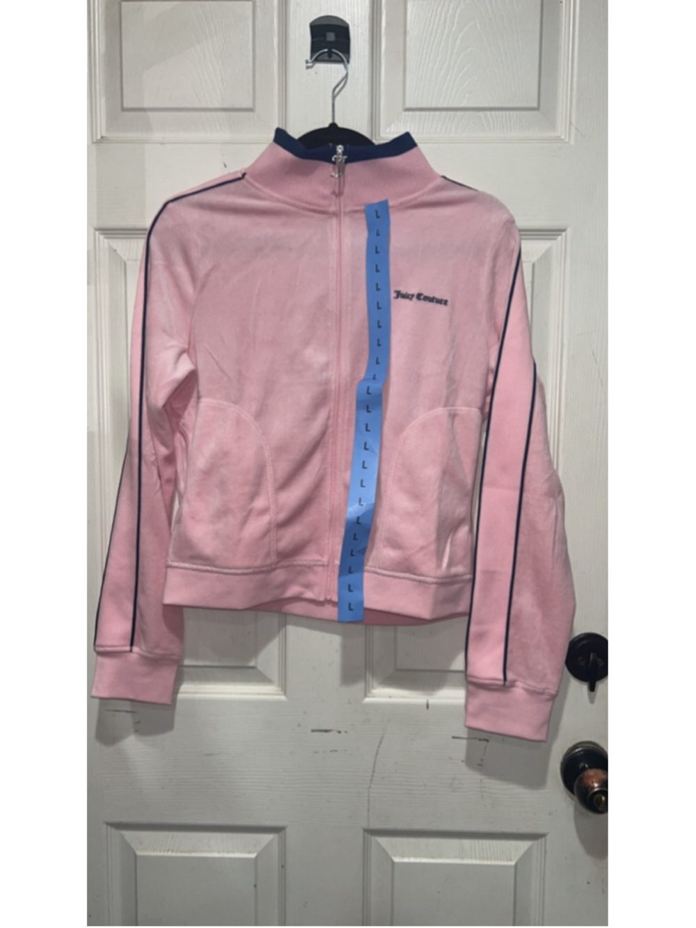 Women's Juicy Couture Pink Velour Track Jacket L
